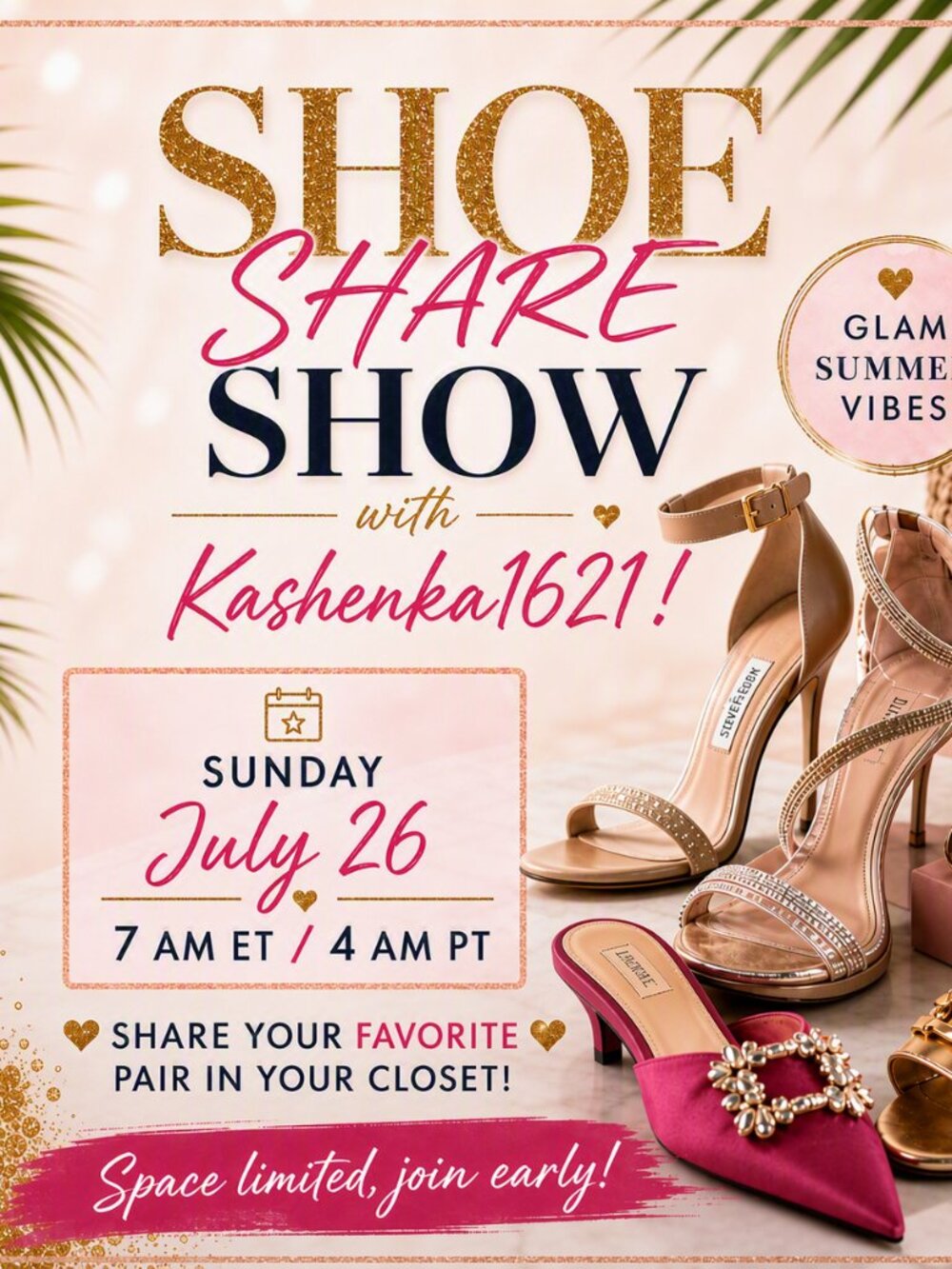 Shoe Share Show! 2 hour show only-add your favorite pair!